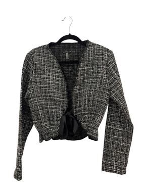 Elliot & Vine Womans Blazer XL Black & White Tie Ribbon Front Contemporary Short